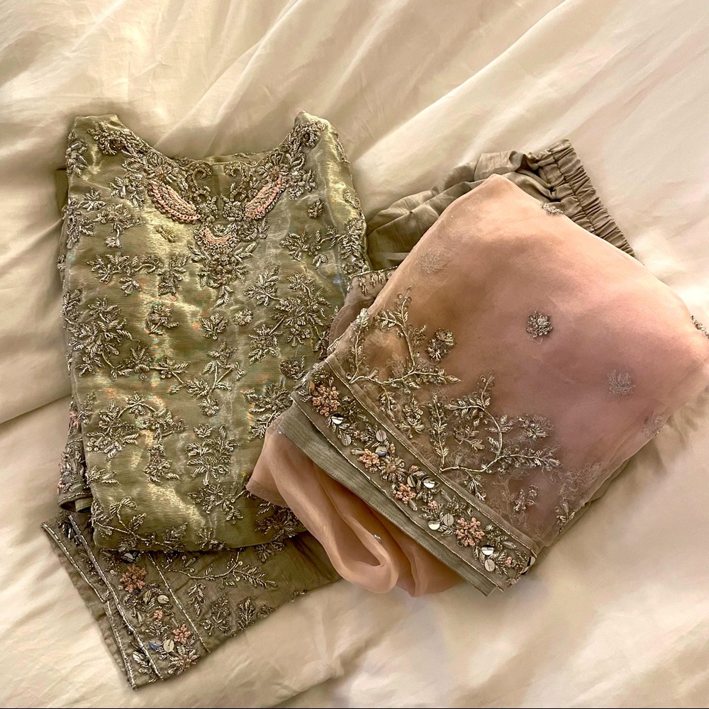 Worn once intricate hand work indian suit